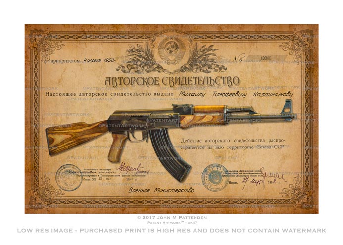 AK-47 Patent Artwork Print