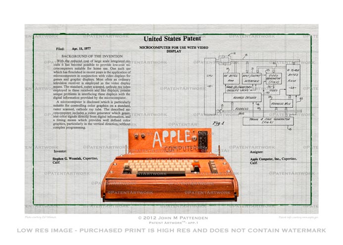 Apple Woz Patent Artwork Print