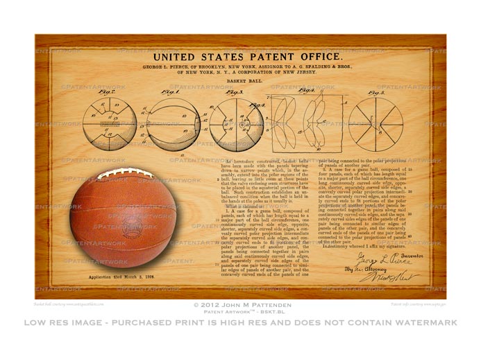 Basketball 1929 Patent Artwork Print