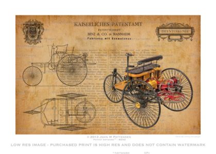 Benz First Auto Patent Artwork Print