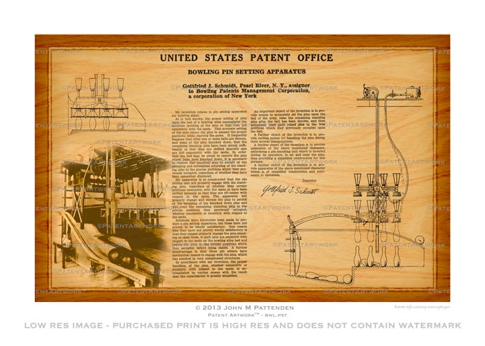 Bowling Pinsetter Patent Artwork Print