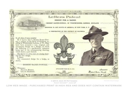 Boy Scout Badge Baden Powell Patent Artwork Print