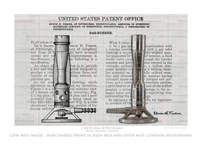 Bunsen Burner Patent Artwork Print