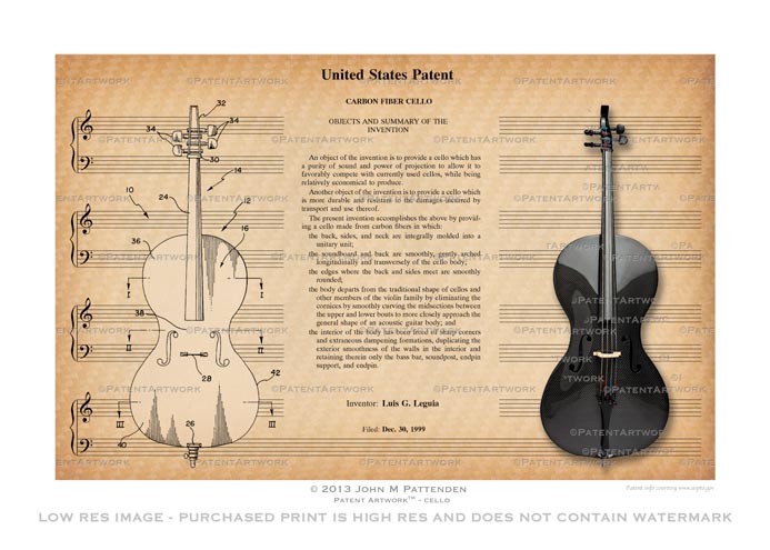 Cello Patent Artwork Print