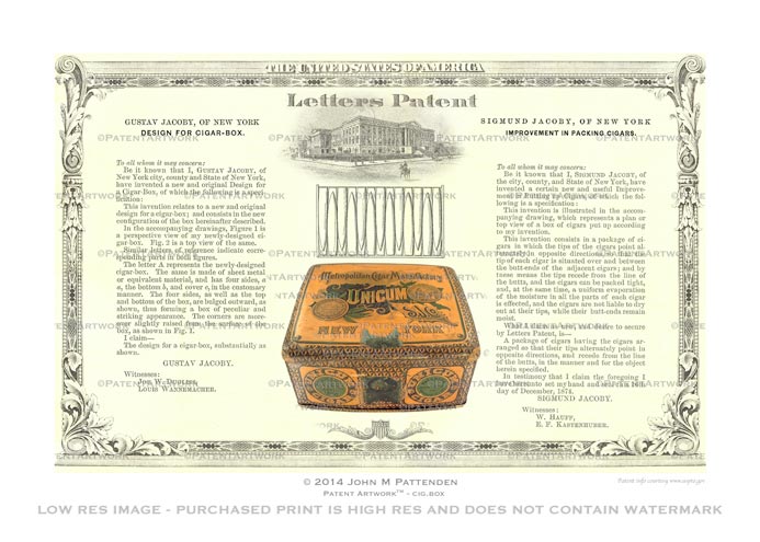 Cigar Box Patent Artwork Print