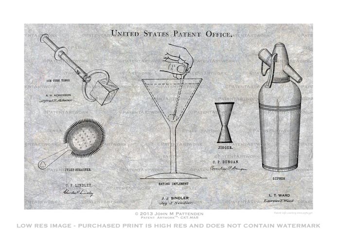 Cocktail Collage Patent Artwork Print