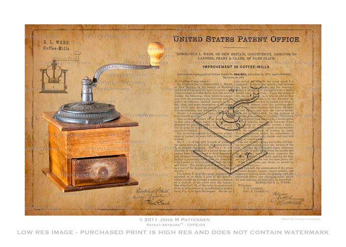 Coffee Grinder Patent Artwork Print