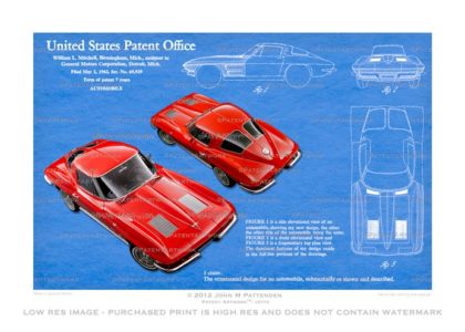 Corvette Stingray Patent Artwork Print