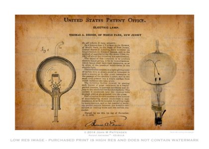 Edison Light Bulb Patent Artwork Print