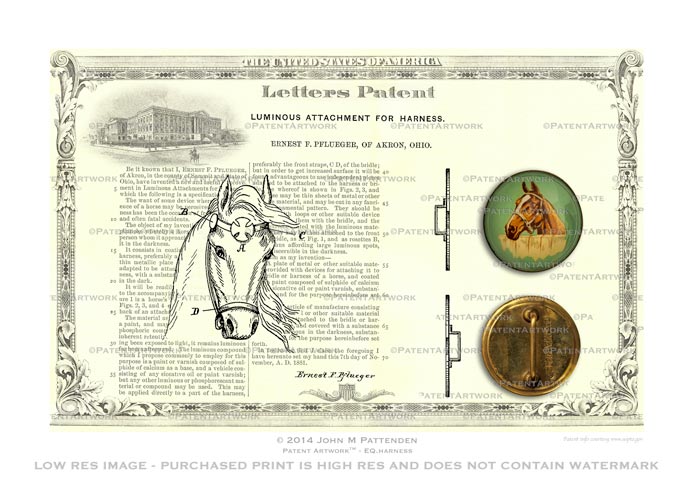 Equestrian Harness Attachment Patent Artwork Print