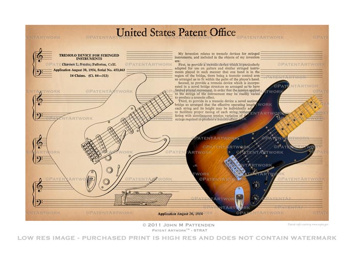 Fender Stratocaster Patent Artwork Print