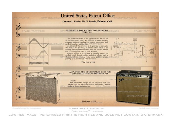 Fender Super Reverb Amplifier Patent Artwork Print