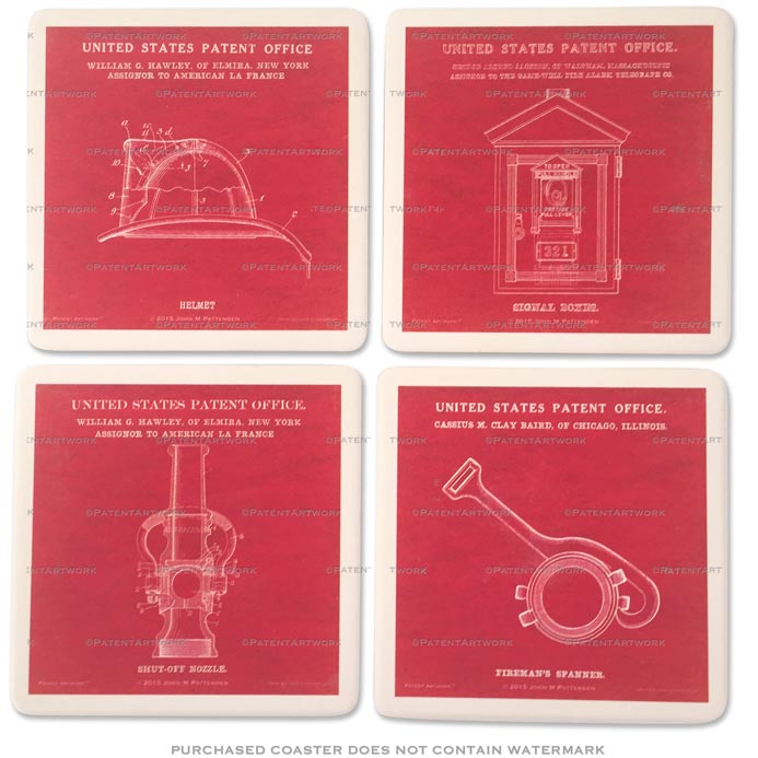 Fire Department Coasters Patent Artwork