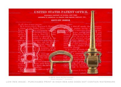 Firefighter American La France Shut-off Nozzle Patent Artwork Pr