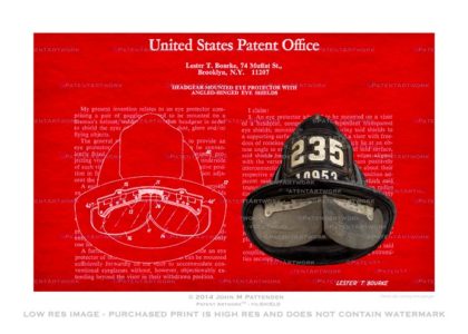 Firefighter Bourke Eye Shields Patent Artwork Print
