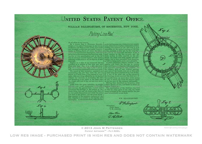 Fly Fishing Reel Patent Artwork Print