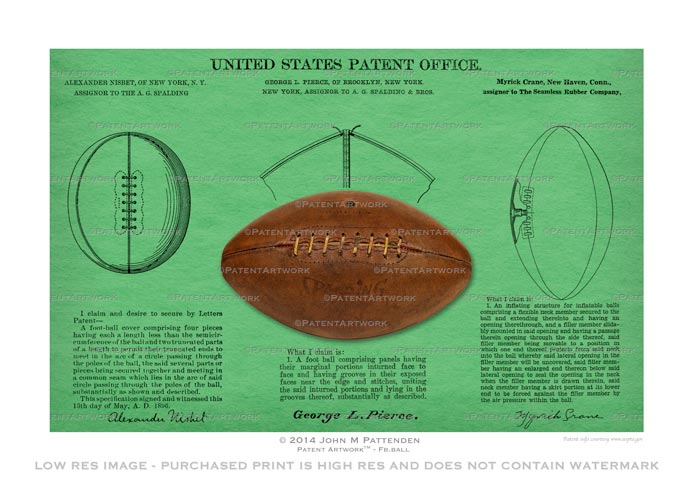 Football Ball Patent Artwork Print