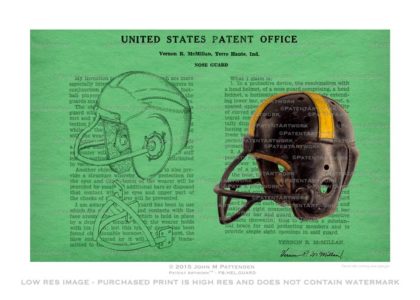 Football Helmet with Nose Guard Patent Artwork Print