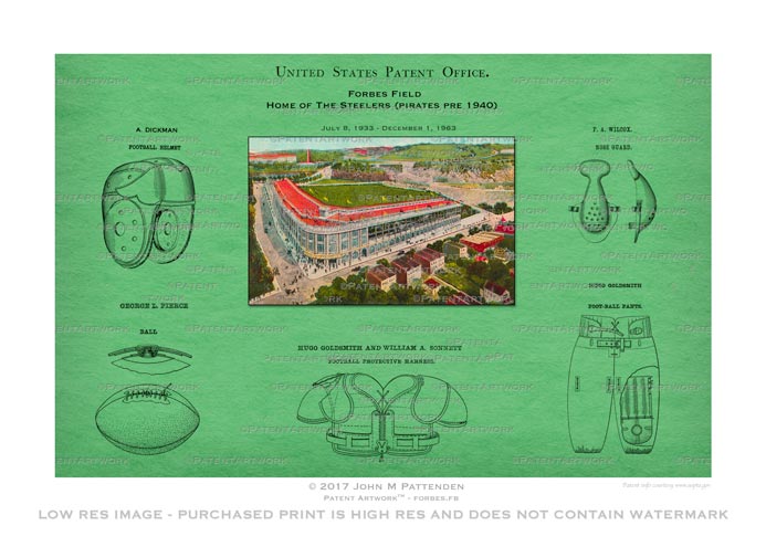 Football - Forbes Field Patent Artwork Print