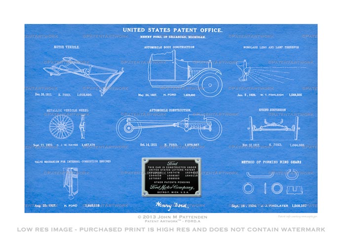 Ford Model A Patent Artwork Print