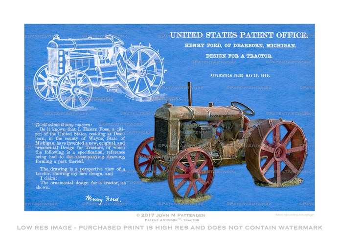 Ford Tractor Patent Artwork Print