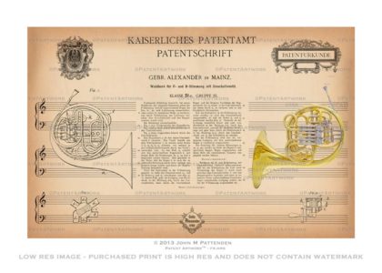 French Horn Patent Artwork Print