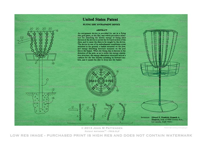 Frisbee Golf Patent Artwork Print
