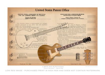 Gibson Les Paul Gold Top P90 Patent Artwork Print