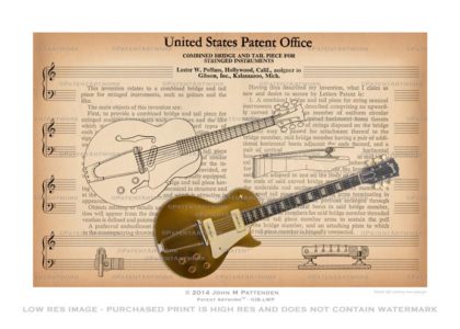 Gibson Les Paul Lester Polfuss Patent Artwork Print