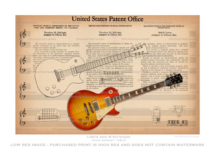 Gibson Les Paul Patent Artwork Print
