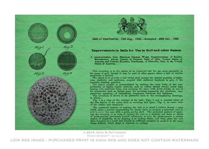 Golf Ball - Haskell UK Patent Artwork Print