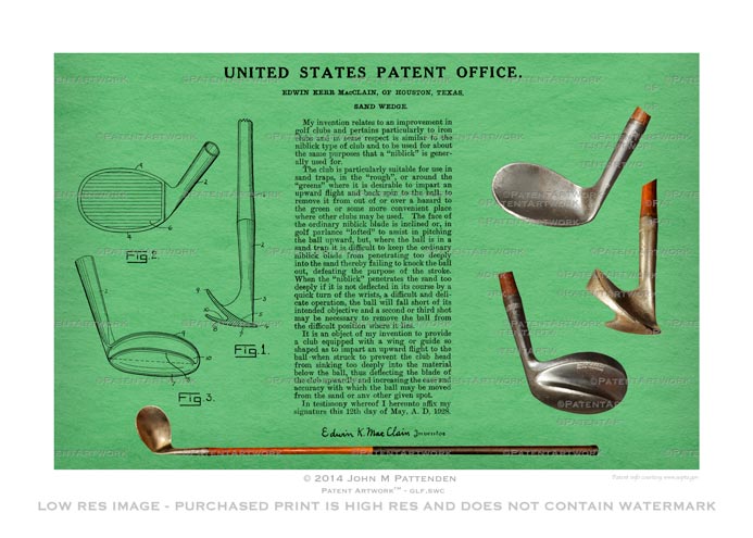 Golf Sand Wedge Club Patent Artwork Print