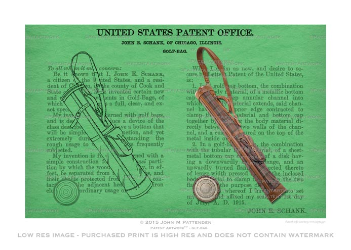Golf Stovepipe Bag Patent Artwork Print