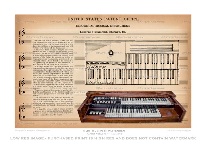 Hammond Organ Patent Artwork Print