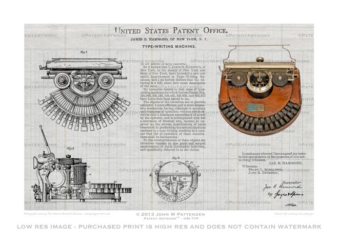 Hammond Typewriter Patent Artwork Print