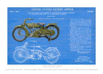 Harley Davidson 1919 Patent Artwork Print