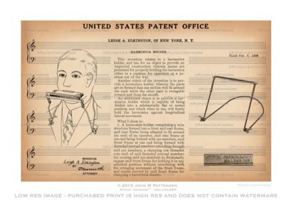 Harmonica Holder Patent Artwork Print