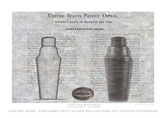 Hauck Cocktail Shaker Patent Artwork Print
