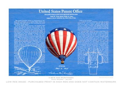 Hot Air Balloon Patent Artwork Print