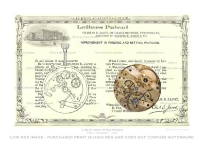 Jacot Watch Patent Artwork Print