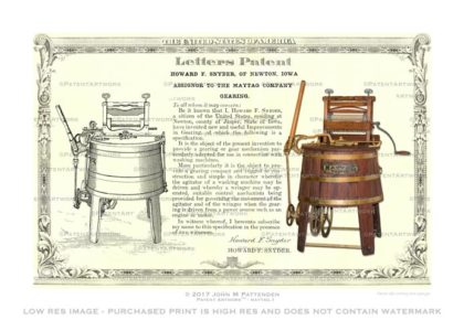 Maytag Washing Machine 1910s Patent Artwork Print