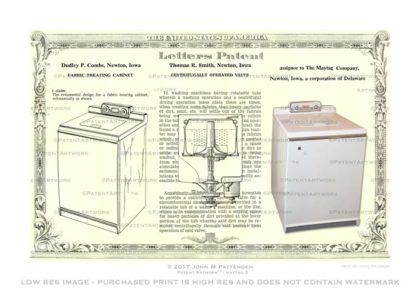 Maytag Washing Machine 1950s Patent Artwork Print