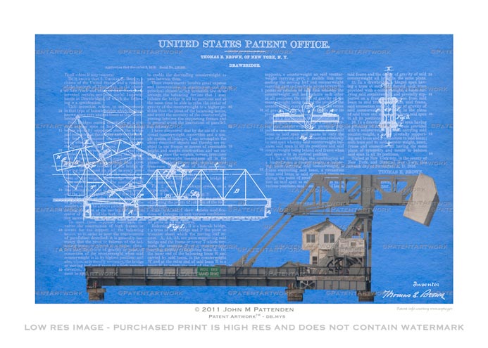 Mystic Drawbridge Patent Artwork Print
