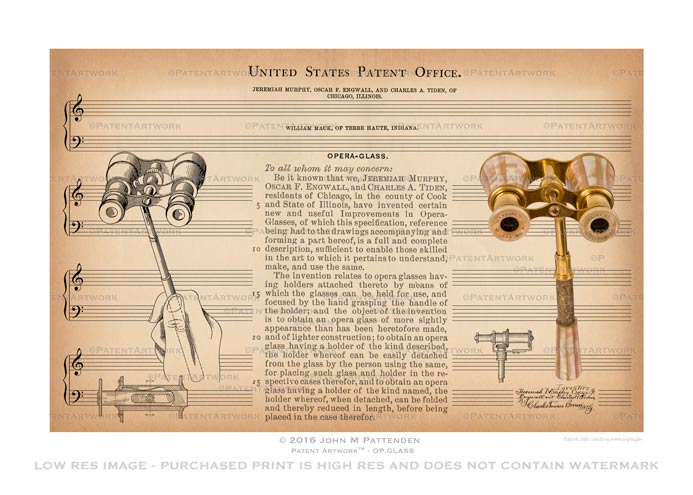 Opera Glasses Patent Artwork Print