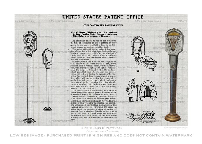 Parking Meter Patent Artwork Print