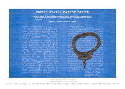 Police Officer Peerless Handcuff Patent Artwork Print