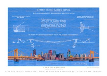 Roebling Pittsburgh Bridge Patent Artwork Print