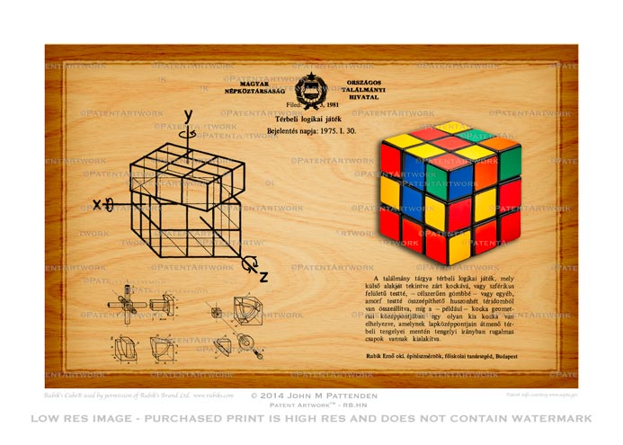 Rubik Cube - Hungarian Patent Artwork Print