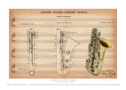 Saxophone Patent Artwork Print