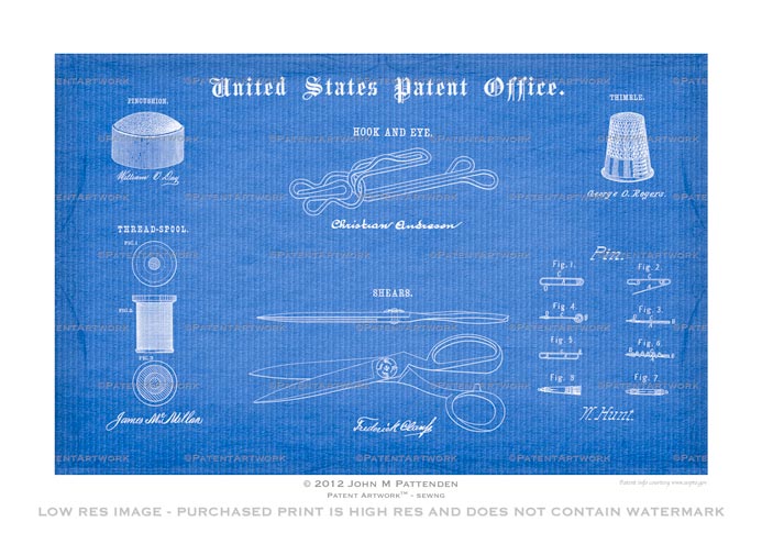 Sewing Kit Patent Artwork Print